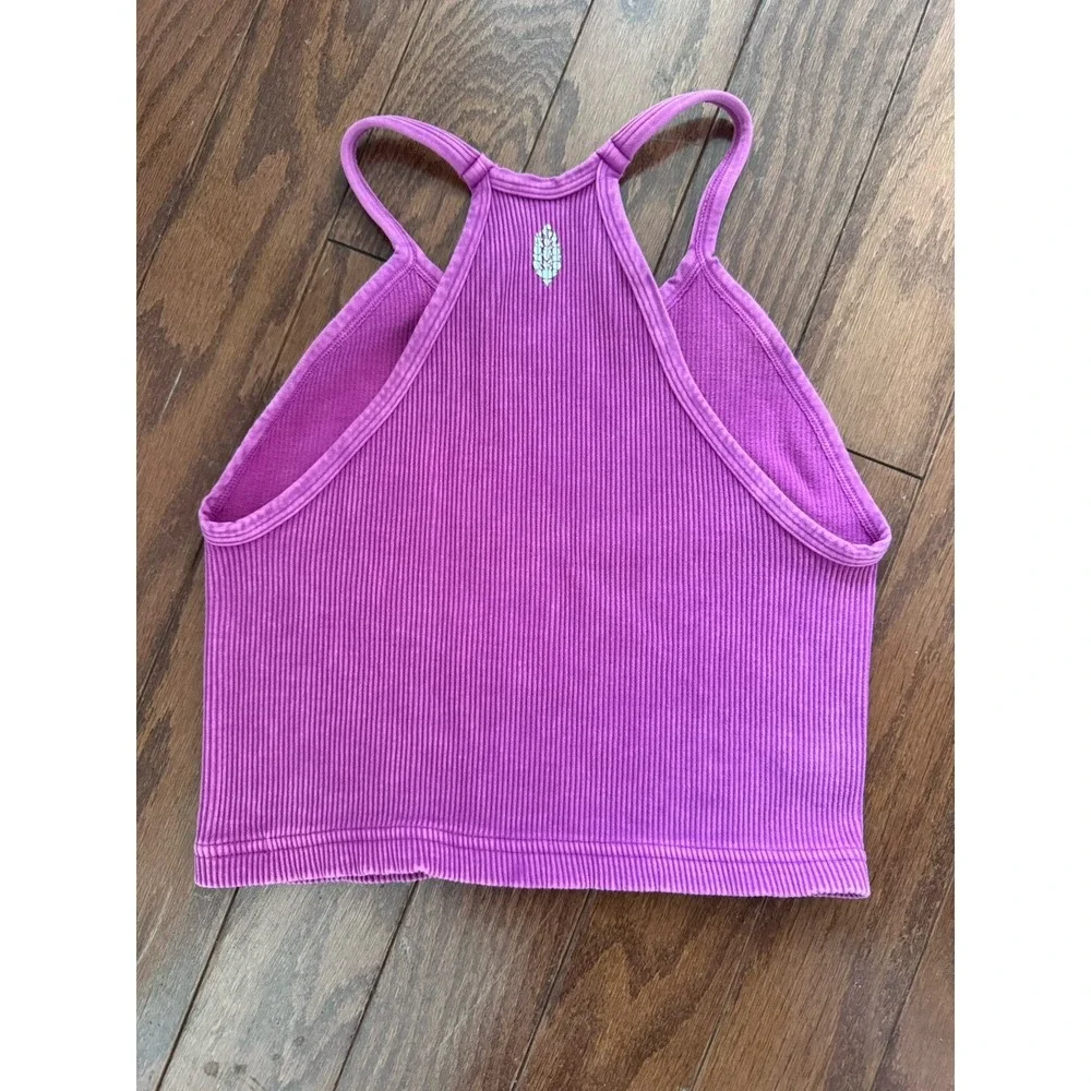 Free People Movement Racerback Ribbed Tank Mineral Wash Fuschia XS/S - Picture 2 of 5